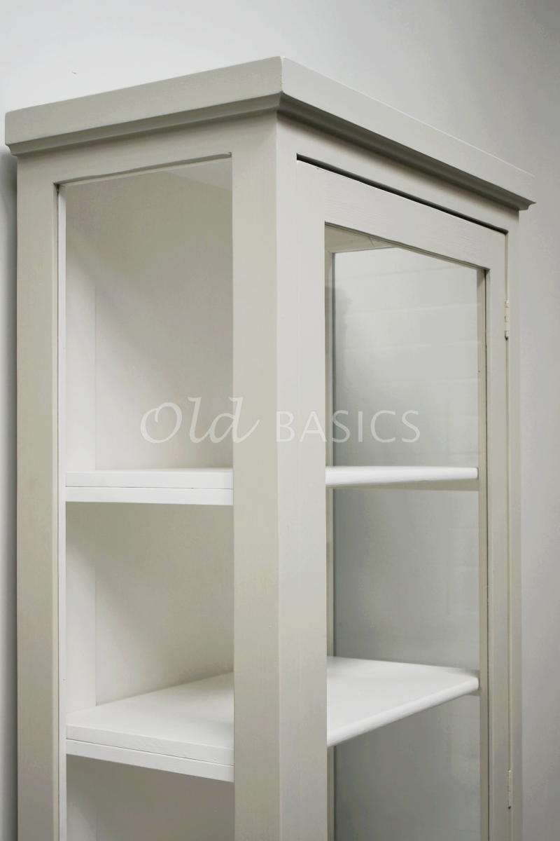 Detail van Vitrinekast Vertou, 1 deuren, RAL7032, grijs, beige, materiaal hout